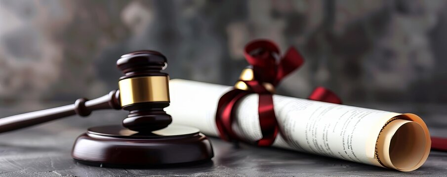 Scroll and Judicial Gavel A graduation scroll and a judicial gavel, symbolizing the path from law school to legal professions