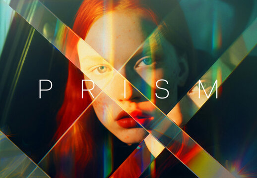 Prism Refraction Photo Effect Mockup