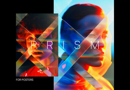Prism Refraction Poster Photo Effect Mockup