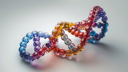 DNA double helix with luminous particles on white background. Biotechnology and scientific concept for genetic research and molecular science