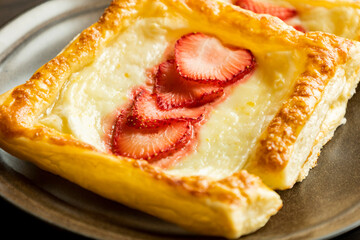 Delicious Summer Puff Pastry with Lemon Cream Cheese and Strawberries