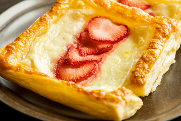 Delicious Summer Puff Pastry with Lemon Cream Cheese and Strawberries