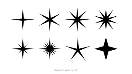 Obraz premium shining star line art style ,Hand drawn design elements , Flat Modern design, isolated on white background, illustration vector EPS 10