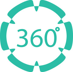 Modern, sleek, and interactive 360 degree panoramic virtual tour view emblem logo with a simple design and graphic vector interface for immersive online experiences and navigation