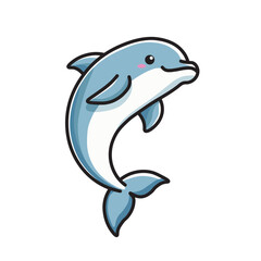 Illustration Vector Graphic Cartoon of a Playful Dolphin with a Charming Smile And Featuring Intricate