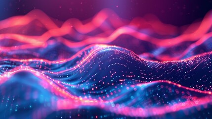 Colorful Neon Waves with Flowing Lines and Dots in a Dynamic Abstract Digital Art


