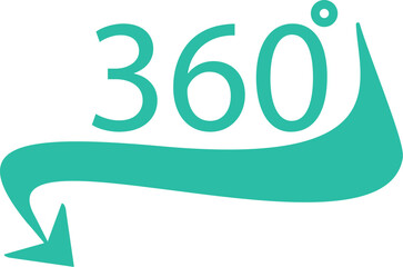 Simple turquoise graphic icon illustrating a 360degree rotation or panoramic view concept