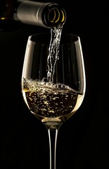 White Wine Being Poured into Elegant Glass. Generative ai