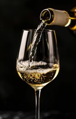 White Wine Being Poured into Elegant Glass. Generative ai