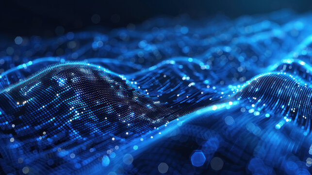 Futuristic digital waves background, blockchain fintech technology
