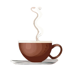 The cup is mostly brown with a thick, dark brown outline. The cup has a rounded base and a tapered top.  There is a small, arched handle on the right side of the cup. 