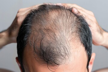 Fototapeta premium man's head with receding hairline, problem of hair loss