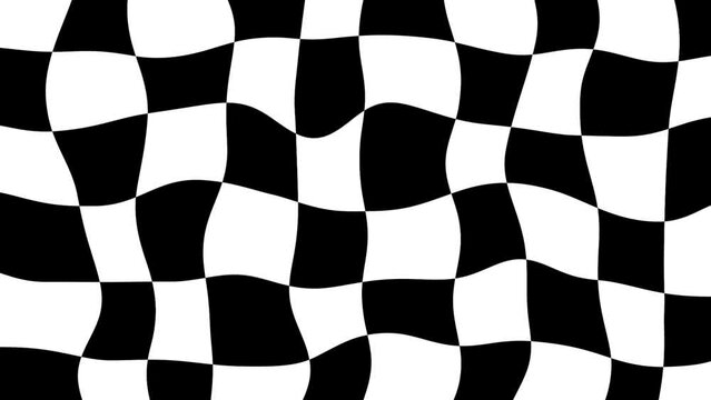 black and white checkered flag, the flag of racing footage video waving in the wind,&nbsp;Moving black and white checkers&nbsp;pattern animation