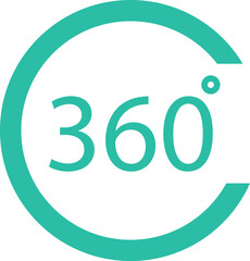 360 degree view icon symbol in turquoise with panoramic virtual reality vr experience design and interface vector illustration