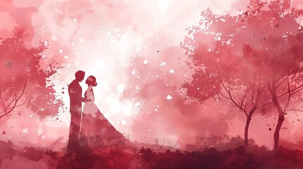 a romantic style computer graphic wedding invitation card