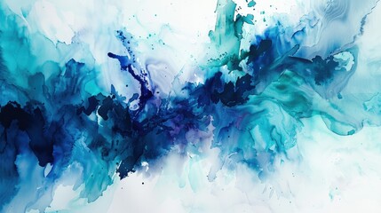 Abstract watercolor painting texture dark Blue emerald background