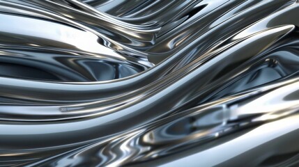 Fototapeta premium Abstract chrome Y2K fluid background. Grey liquid titanium surface metal futuristic texture.Mental health chromemorphism modern aesthetic. Trendy Brutalism