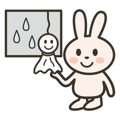 てるてる坊主とうさぎさんのイラスト
