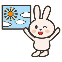 天気が良くて喜ぶうさぎさんのイラスト
