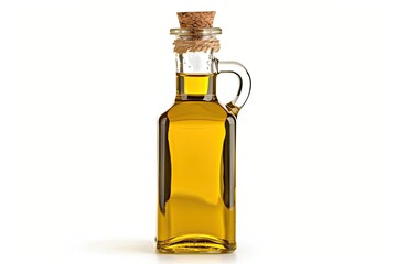 Bottle of virgin olive oil isolated on white background