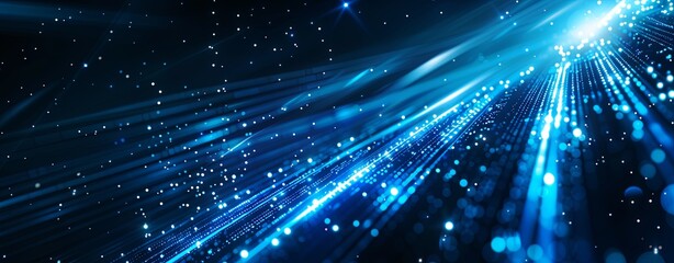 Obraz premium Abstract background with blue glowing lights and stripes on a black background