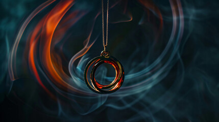 Hypnosis session. Pendant swinging on black background