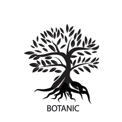 Abstract tree icon isolated on white background. Silhouette, vector illustration.eps 10.	