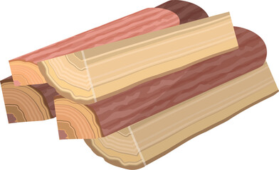 Detailed cartoon illustration of isolated firewood stack with timber logs in vector graphic design, perfect for fuel, fire, heating, and environmental concepts, on a clean white background