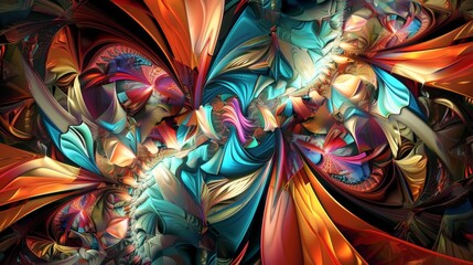 Chromatic fractal designs displaying intricate patterns and vibrant colors