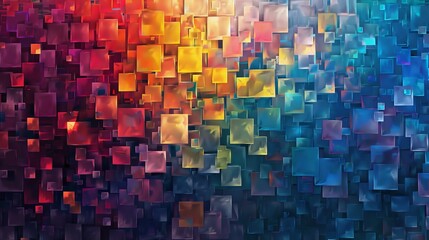 Abstract background resembling digital pixel art with colorful squares