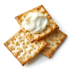 Crackers with butter on isolated background