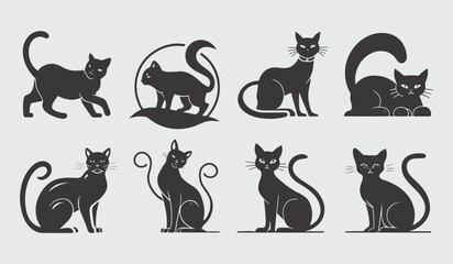 Hand Drawn Cat Silhouette Vector Collection