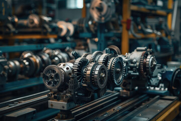 Fototapeta premium An industrial machine room filled with various machinery and equipment in operation