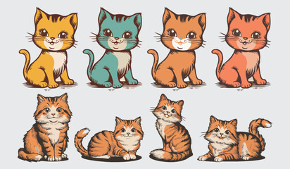 Hand Drawn Cat Silhouette Vector Collection