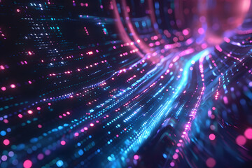 futuristic data stream 3d illustration data transfer technology cyberpunk big data and cybersecurity cyberspace blockchain transactions abstract technological background AI