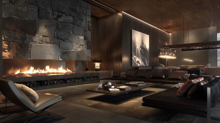 A contemporary living room with a sophisticated air