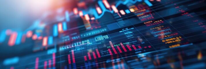 Fototapeta premium Digital business finance trading banking stock market graph and charts background. AI generative.