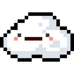 Pixel art cartoon cloud character 