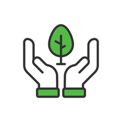Save trees, in line design, green. Save, trees, forest, environment, conservation, nature, green on white background vector. Save trees editable stroke icon.