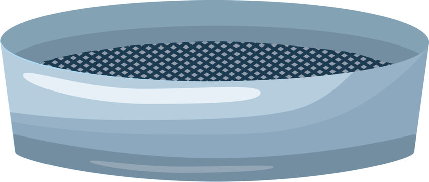 Modern kitchen sieve strainer illustration with simple. Clean design for food preparation and cooking utensil. Isolated on white background