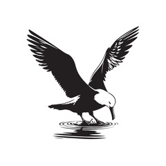 Fototapeta premium Albatross Silhouette: Black Vector Art Capturing the Majestic Grace and Elegance of These Iconic Seabirds - Minimalist Albatross Vector - Albatross Illustration - Seabird Silhouette.