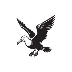 Albatross Silhouette: Black Vector Art Capturing the Majestic Grace and Elegance of These Iconic Seabirds - Minimalist Albatross Vector - Albatross Illustration - Seabird Silhouette.