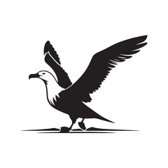 Albatross Silhouette: Black Vector Art Capturing the Majestic Grace and Elegance of These Iconic Seabirds - Minimalist Albatross Vector - Albatross Illustration - Seabird Silhouette.