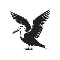 Albatross Silhouette: Black Vector Art Capturing the Majestic Grace and Elegance of These Iconic Seabirds - Minimalist Albatross Vector - Albatross Illustration - Seabird Silhouette.
