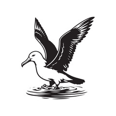 Albatross Silhouette: Black Vector Art Capturing the Majestic Grace and Elegance of These Iconic Seabirds - Minimalist Albatross Vector - Albatross Illustration - Seabird Silhouette.