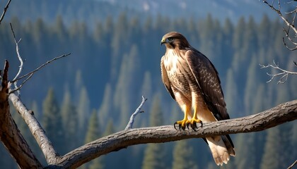 A Hawk Perched On A Tree Branch Watching The Worl