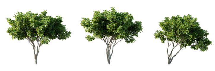 Magnolia trees isolated on white background. 3D render.