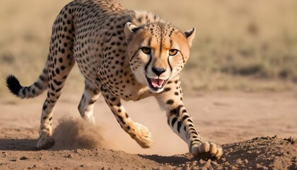 A Cheetah With Its Claws Digging Into The Earth L