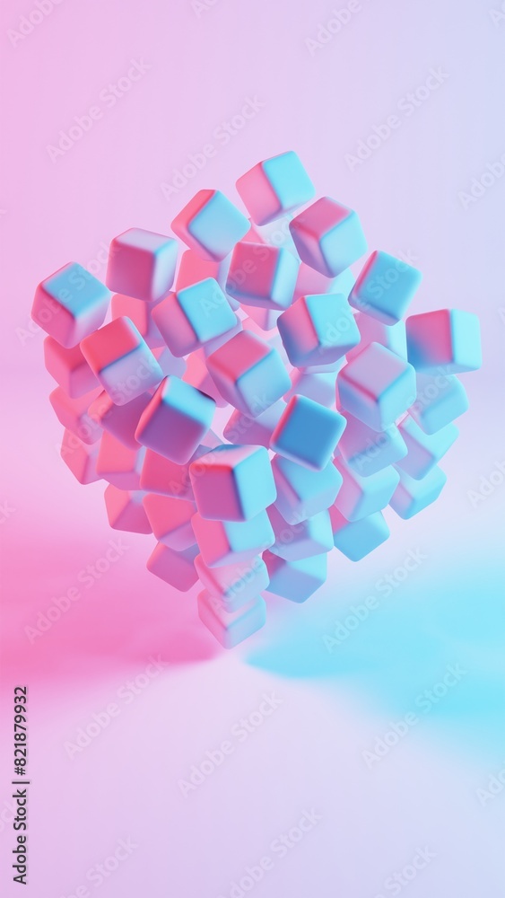 Aufkleber 3D background composed of soft cubes, creating a visually appealing and tactile environment..