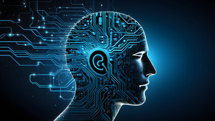 Machine learning concept illustration, Artificial intelligence brain, machine brain, digital learning, ai generated